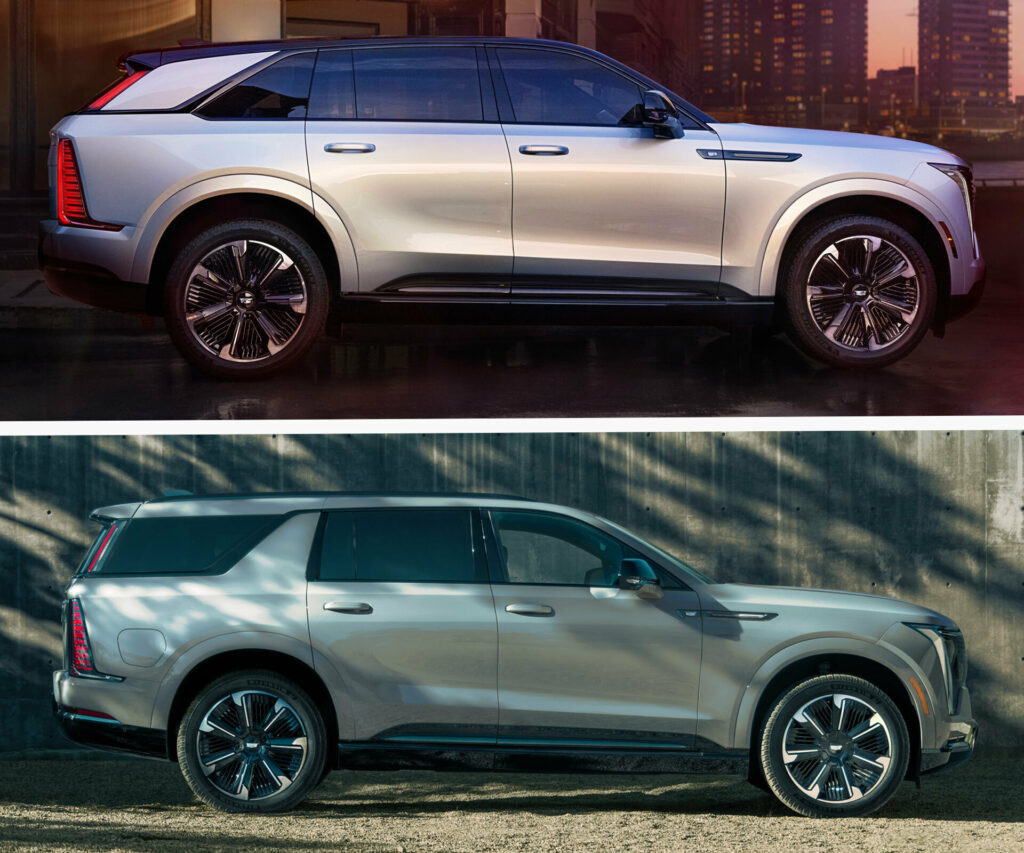 Стандартный Cadillac Escalade IQ вверху и более длинный IQL внизу.