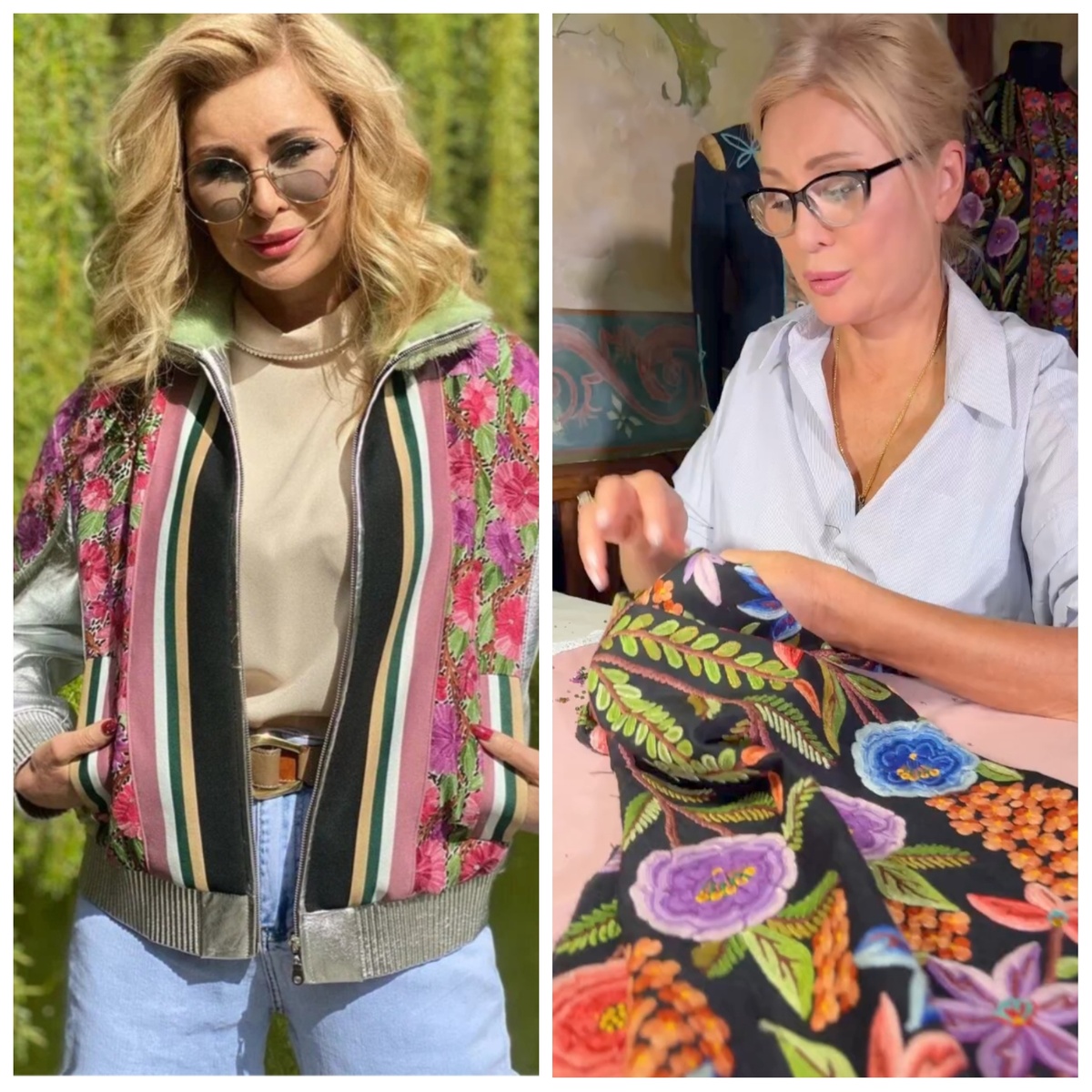 Вика Цыганова в бомбере с мехом и пашмина