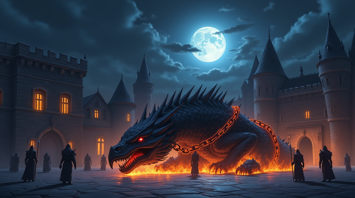 Цепи вокруг Раэгона вспыхнули ещё ярче, и дракон взревел от боли.