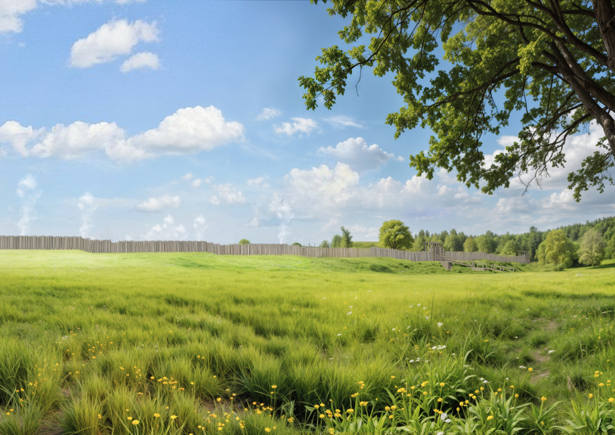 Внешние стены третьего города Саровского городища (художественная реконструкция)