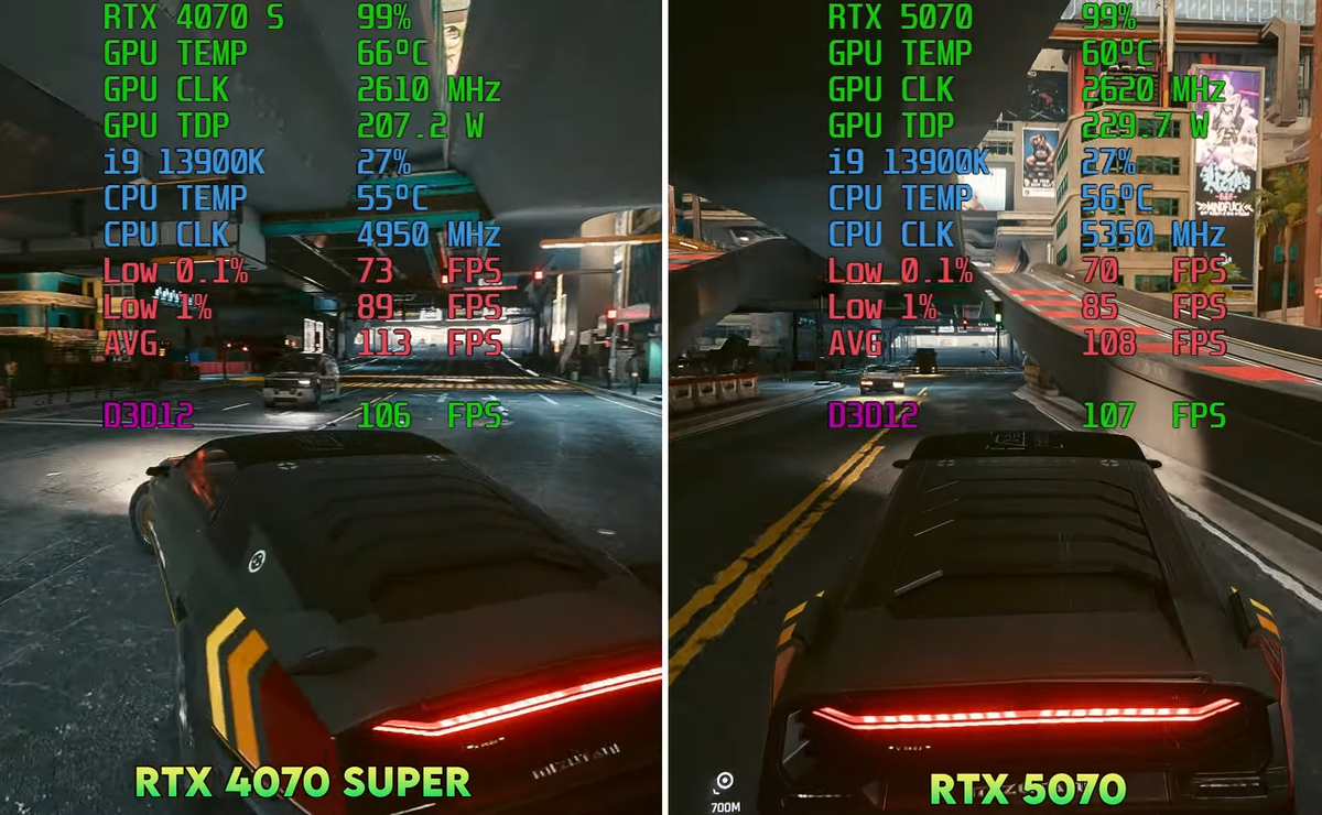 Cyberpunk 2077 4070s vs 5070