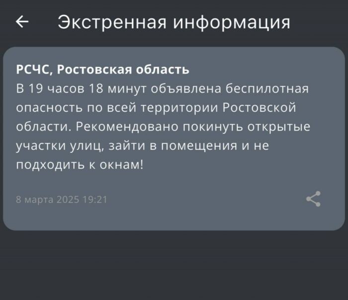 Источник фото: Скриншот СМС-оповещений РСЧС
