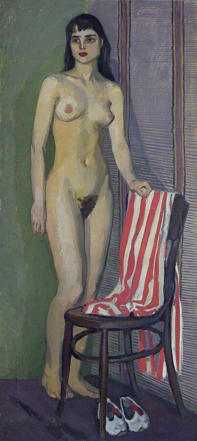 Элеонора Жарёнова. «Натурщица с полосатой драпировкой». 1957