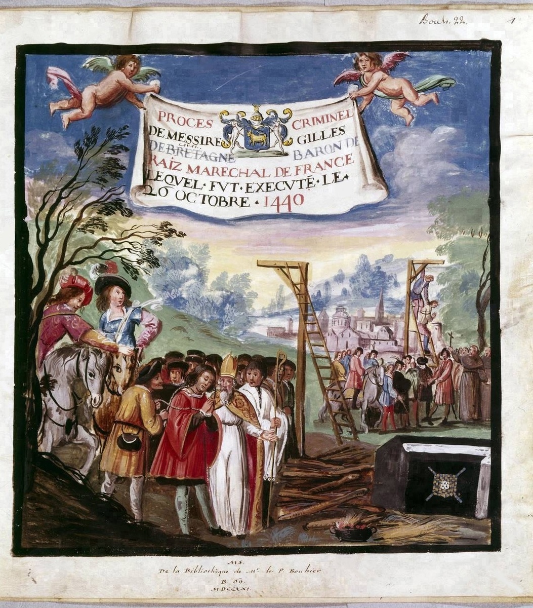Изображение казни Жиля де Ре в октябре 1440 года.