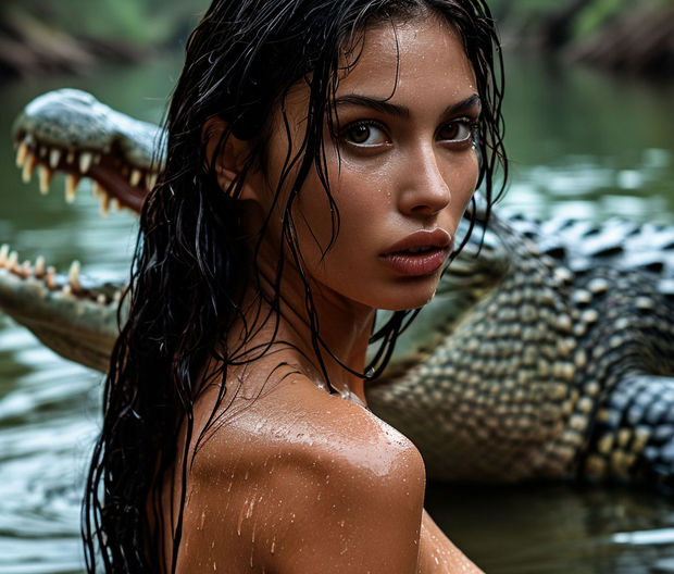 Брюнетка и крокодил
