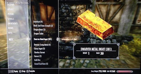 Задача для пятого класса: за сколько часов довакин донёс необходимое количество двемерского лута из данжа до кузни? Про таскание из дома ещё поговорим ниже.