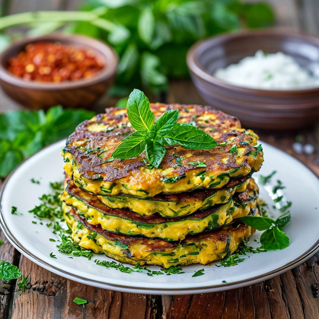 Оладьи из кабачков с зеленью