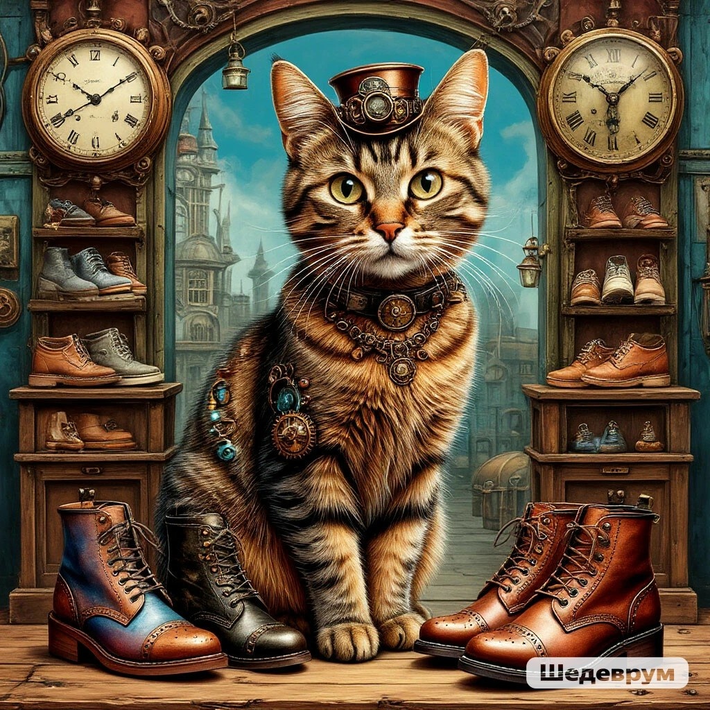 Стимпанк-кот продает обувь. Интересует?