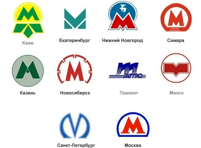 Логотипы советских метрополитенов. Фото из открытых источников.