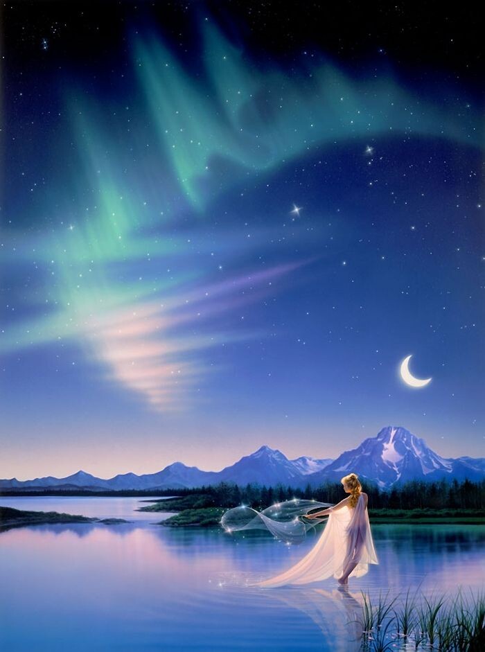 Северное сияние художник Кирк Рейнерт