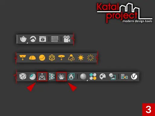 Геометрические примитивы V-Ray на панели инструментов V-Ray Toolbar