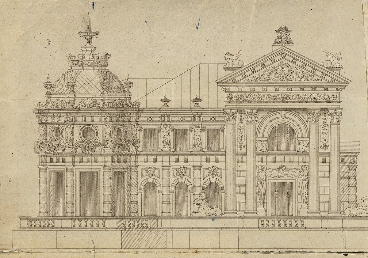 Проект архитектора С. Шервуда. 1897 год. Обратите внимание, что львы симметричны