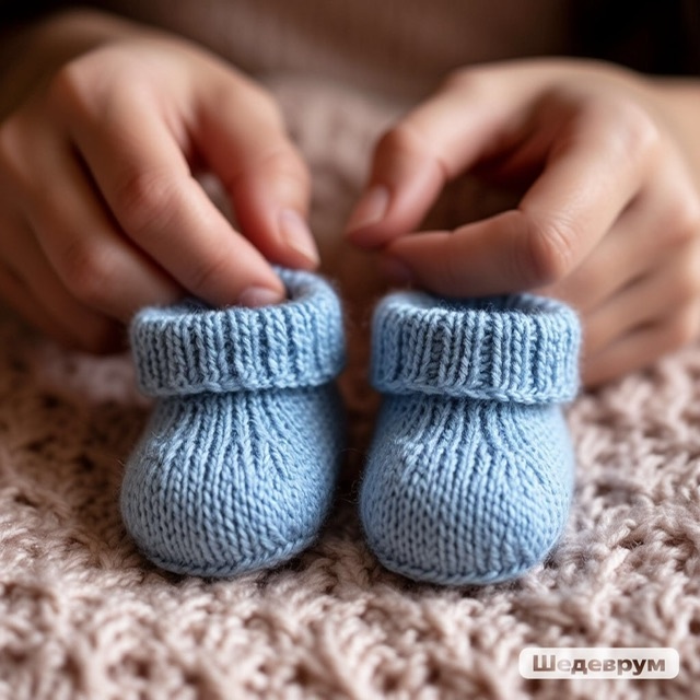 Пинетки, связанные для малыша