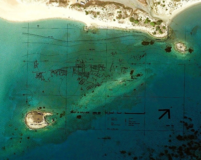 Карта Павлопетри до того, как он был затоплен