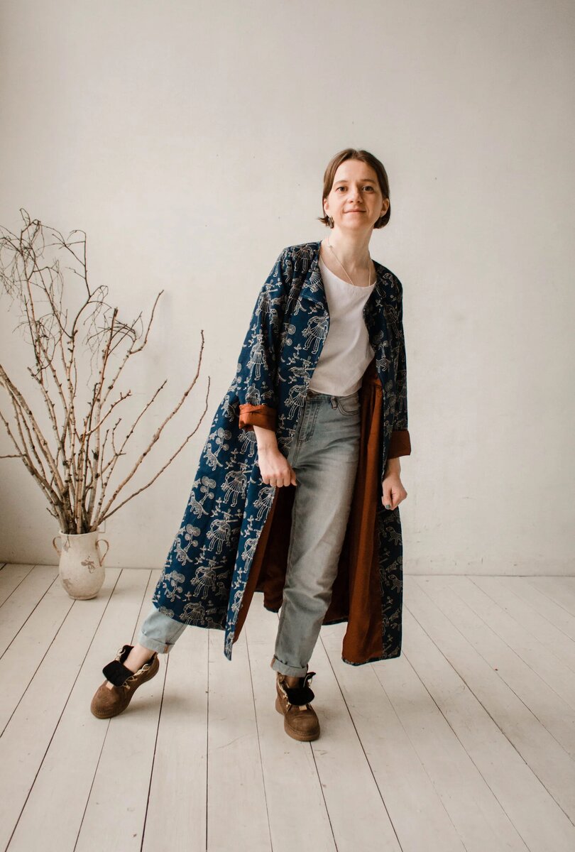 Кафтан из коллекции «Набойка», хлопколен 30/60, 19 800 р.