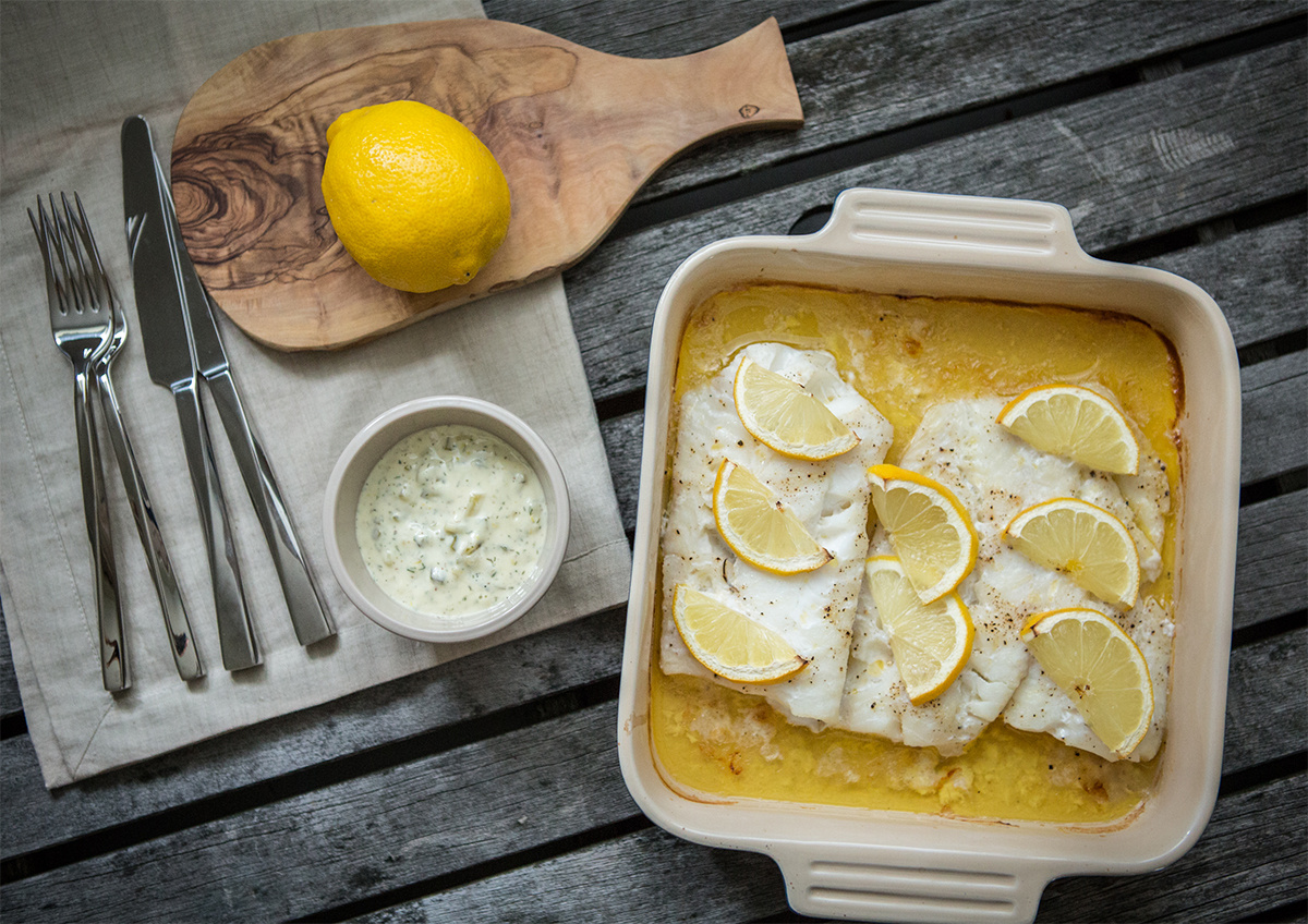 Треска в лимонно-масляном соусе