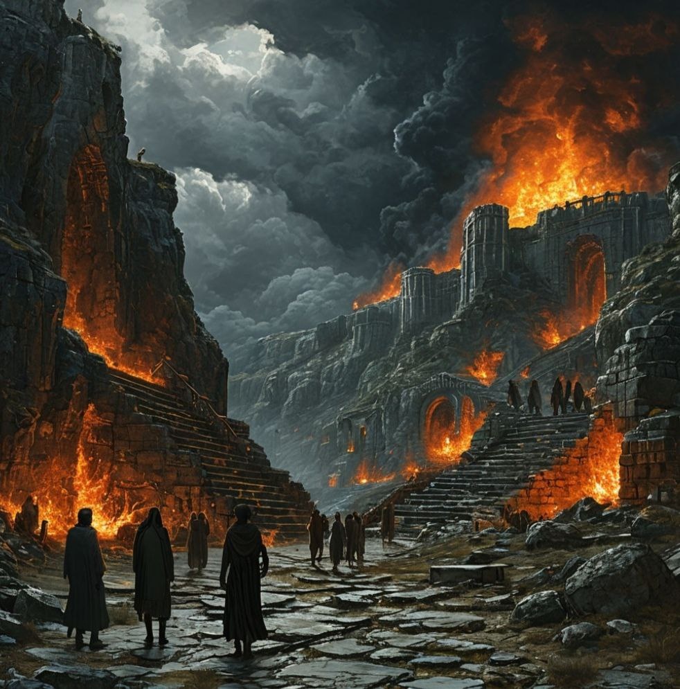 Души обреченно бредут по просторам мрачного Тартара