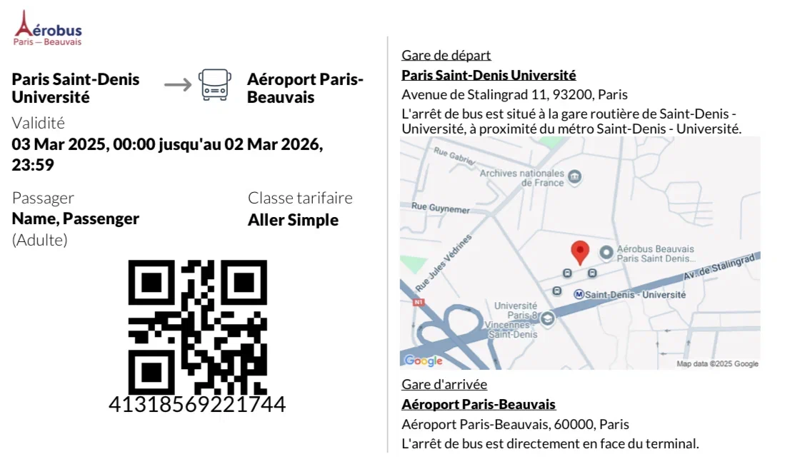 Скриншот билета на автобус