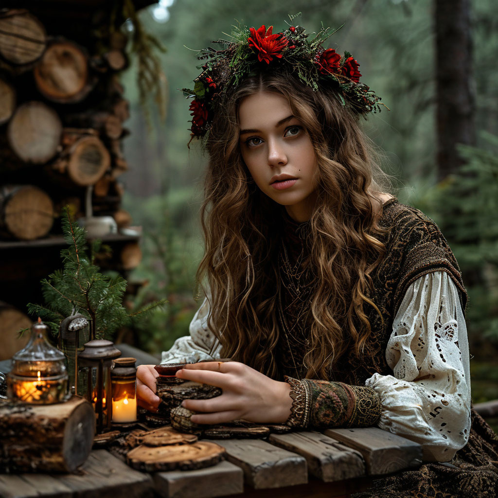 Лесная Ведунья. Картинка создана автором в Шедеврум