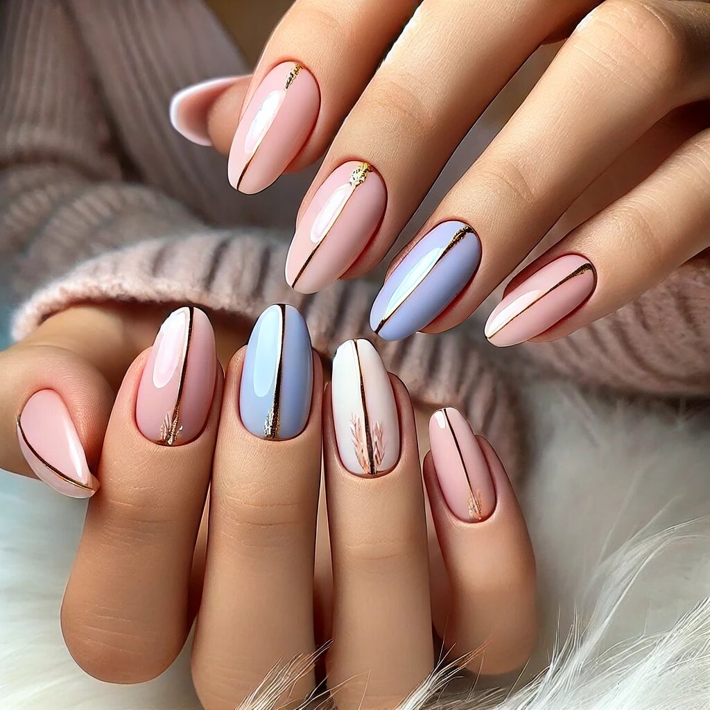 Французский маникюр с золотыми акцентами