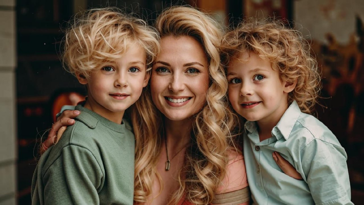 Лариска Кобза с сыновьями