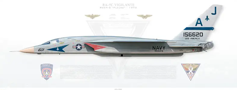  RA-5C Vigilante из подразделения "Летучие мыши". Вьетнам, 1972 год. Картинка архив ВМС США