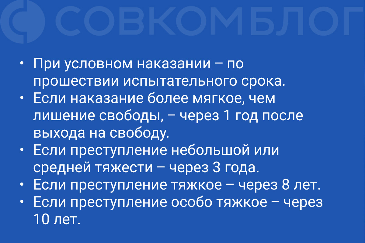    Время, через которое погашается судимость
