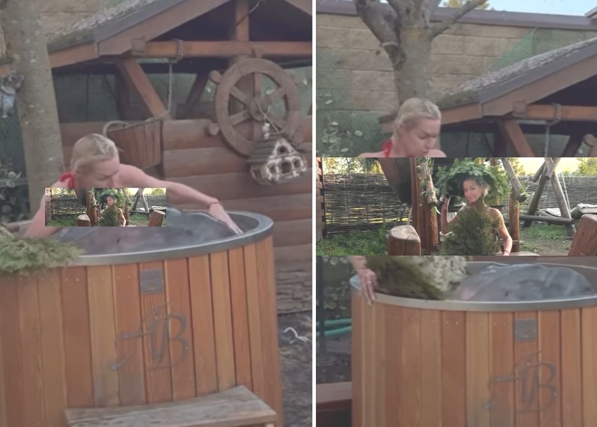 Анастасия Волочкова не может без купели, хоть и говорит, что в ней очень холодно. Фото: социальные сети.