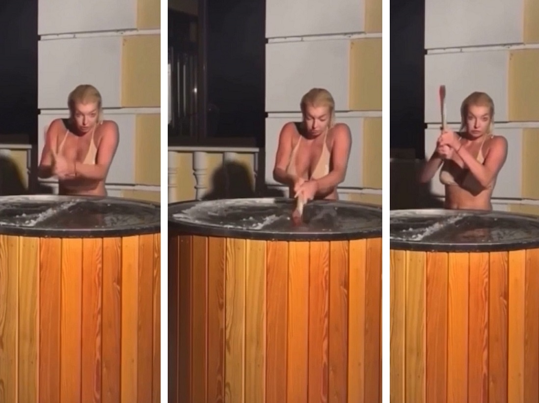 В прошлый раз Анастасии Волочковой пришлось самой колоть лед. Фото: социальные сети.