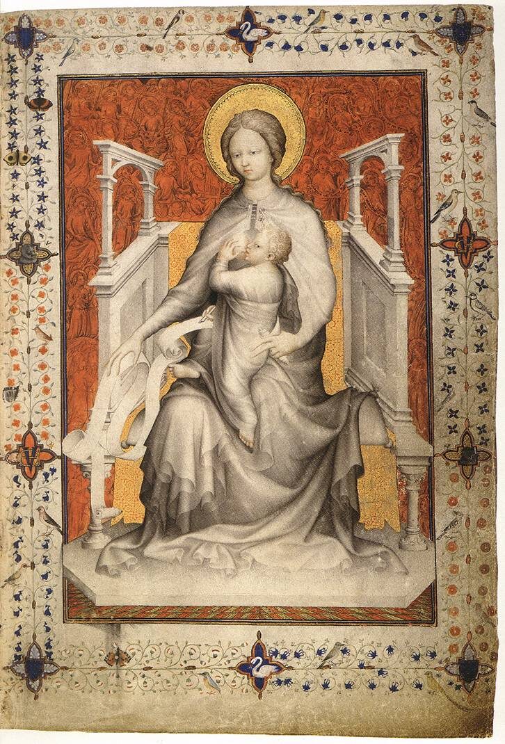 «Прекраснейший часослов герцога Беррийского», 1408-09 — Богоматерь с Младенцем. Братья Лимбурги