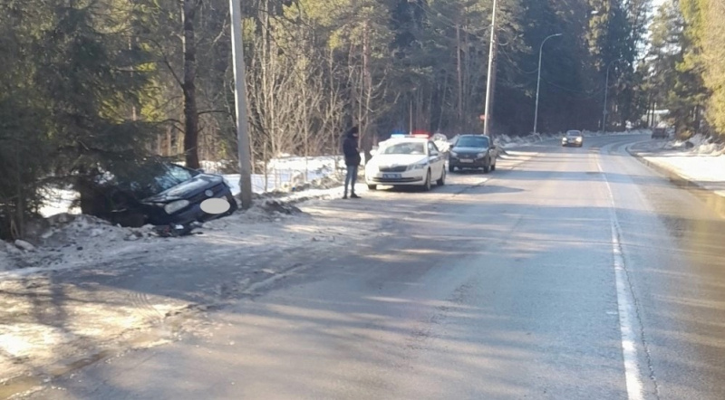    Иномарка влетела в столб в Петрозаводске, пострадала девушкаГАИ Петрозаводска