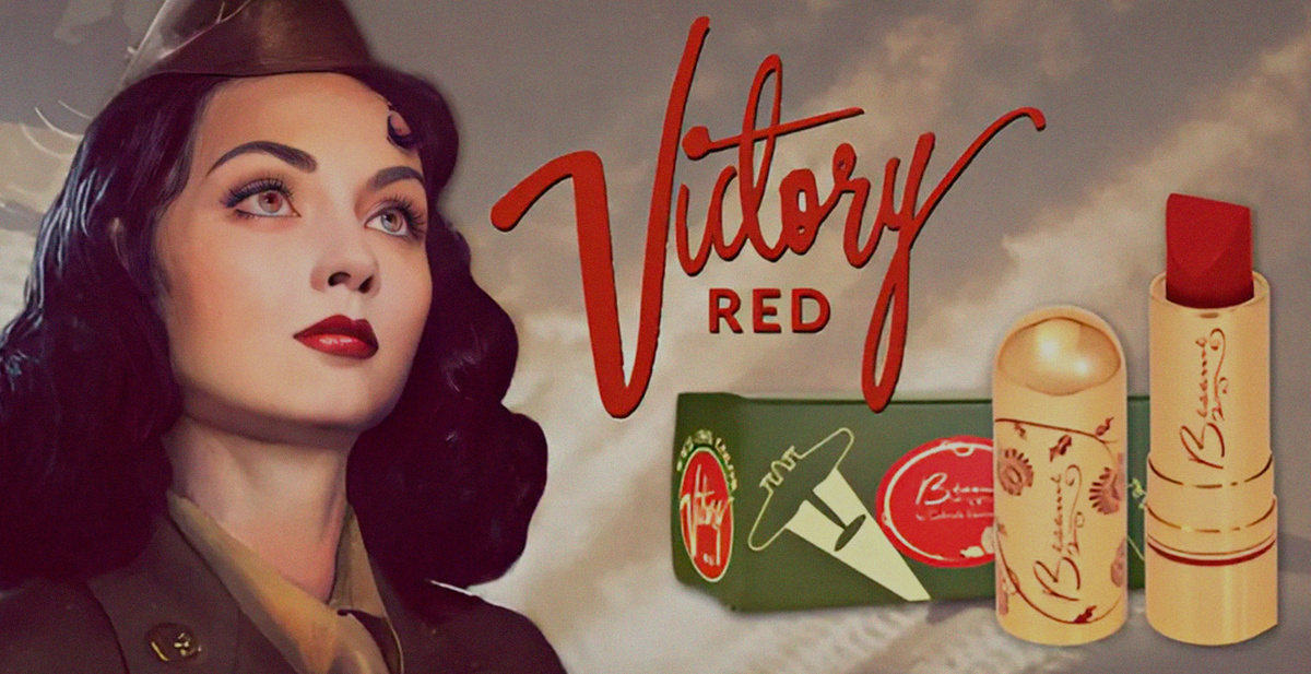 фото: реклама помады Victory Red, Elizabeth Arden, 1940-е