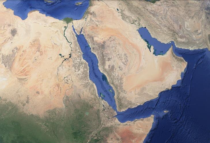Научные данные могут подтвердить реальное погодное явление, лежащее в основе библейского мифа о том, что Красное море расступилось перед Моисеем. Google Earth.