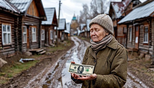 На фото: Пенсионерка держит деньги, Коллаж ИА Новости России