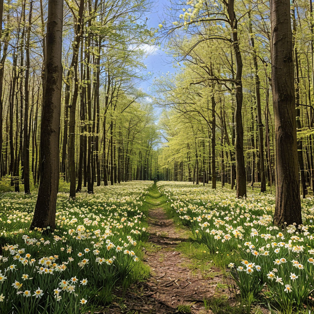 Весенний лес. Картинка создана автором в Шедеврум