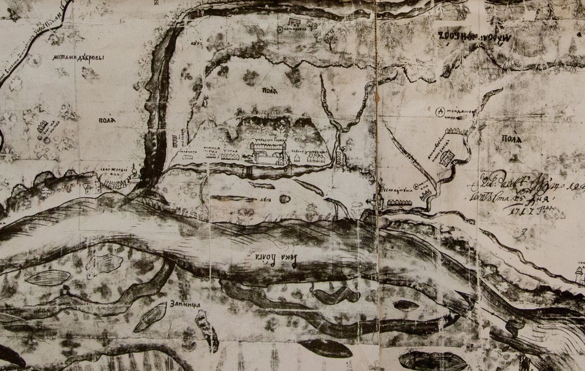 Усольский городок на карте 1717 года, из музея села Усолье