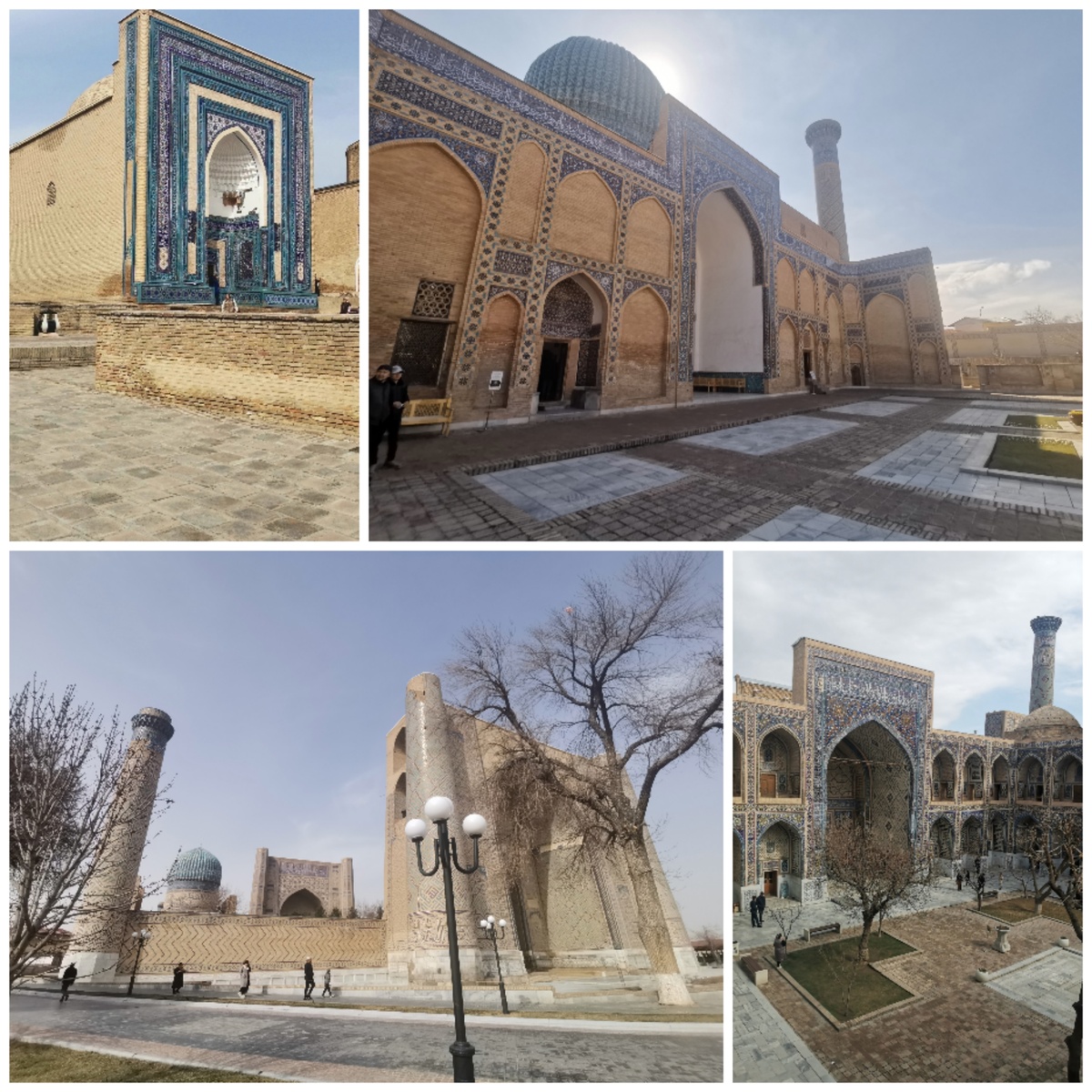 Все достопримечательности Самарканда можно соединить в одном коллаже. Это 4 разных объекта. 