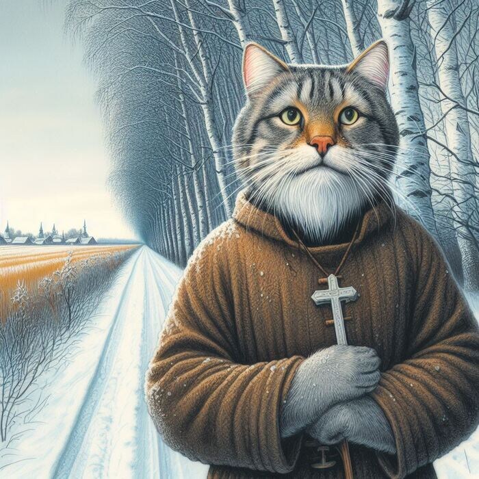 Картина инока Инокентия Бингова, которая написана в 2023 году по мотивам былины и найденных с ней лубочных иллюстраций. 