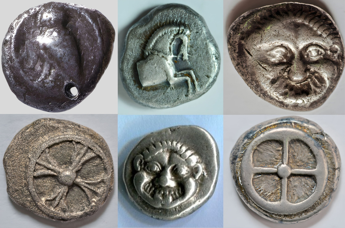 Первые древнегреческие монеты. Источник: British Museum; Australian Catholic University.