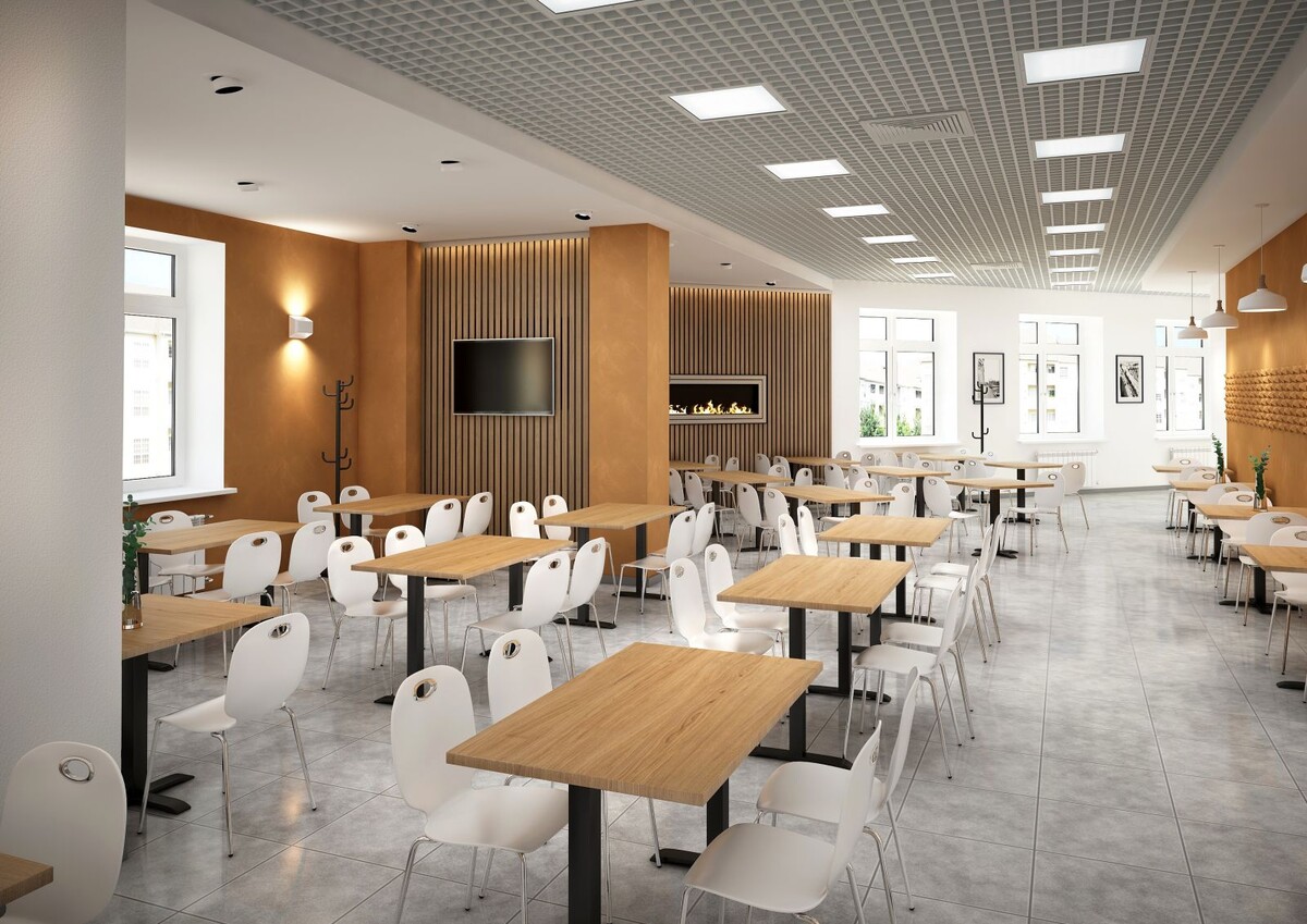 Фотографировать там было нельзя, поэтому это просто фотка столовой из интернета для иллюстрации