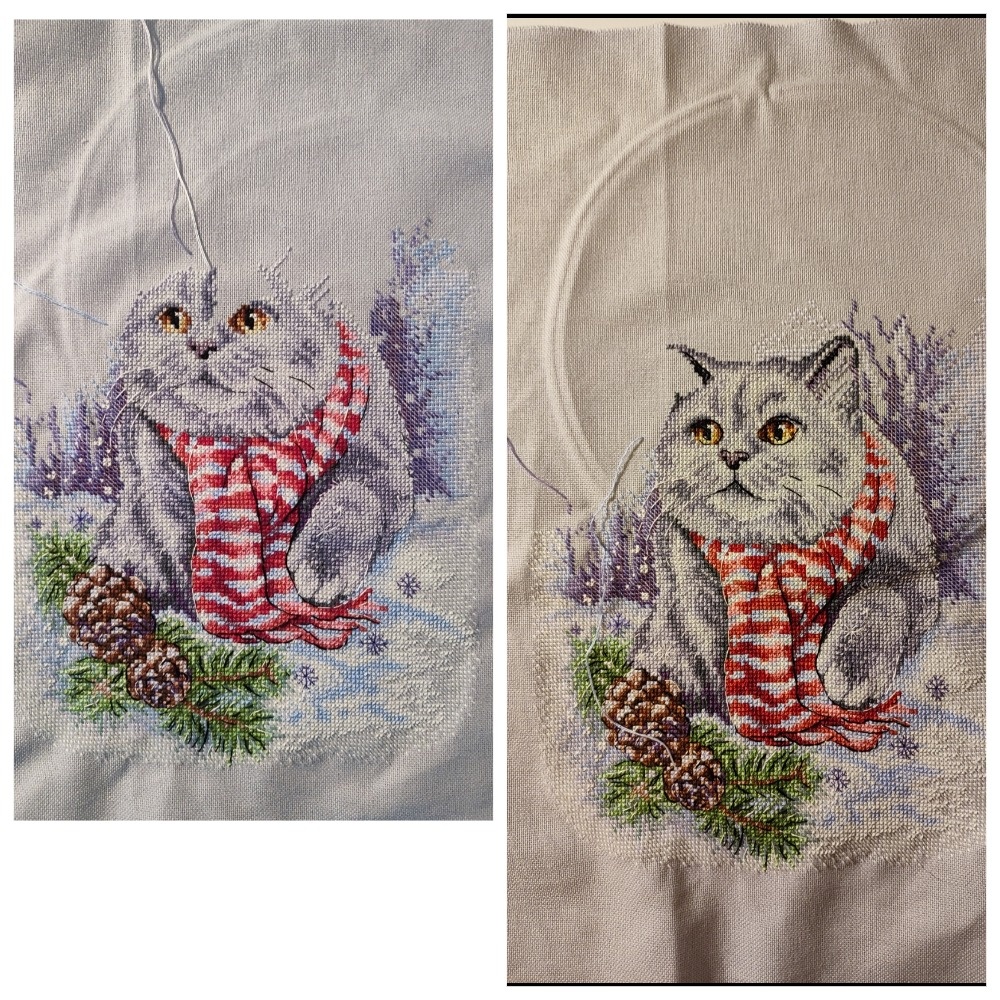 Сделала фото, увидела ошибку. В ухе должен быть крест, а не полукрест. 