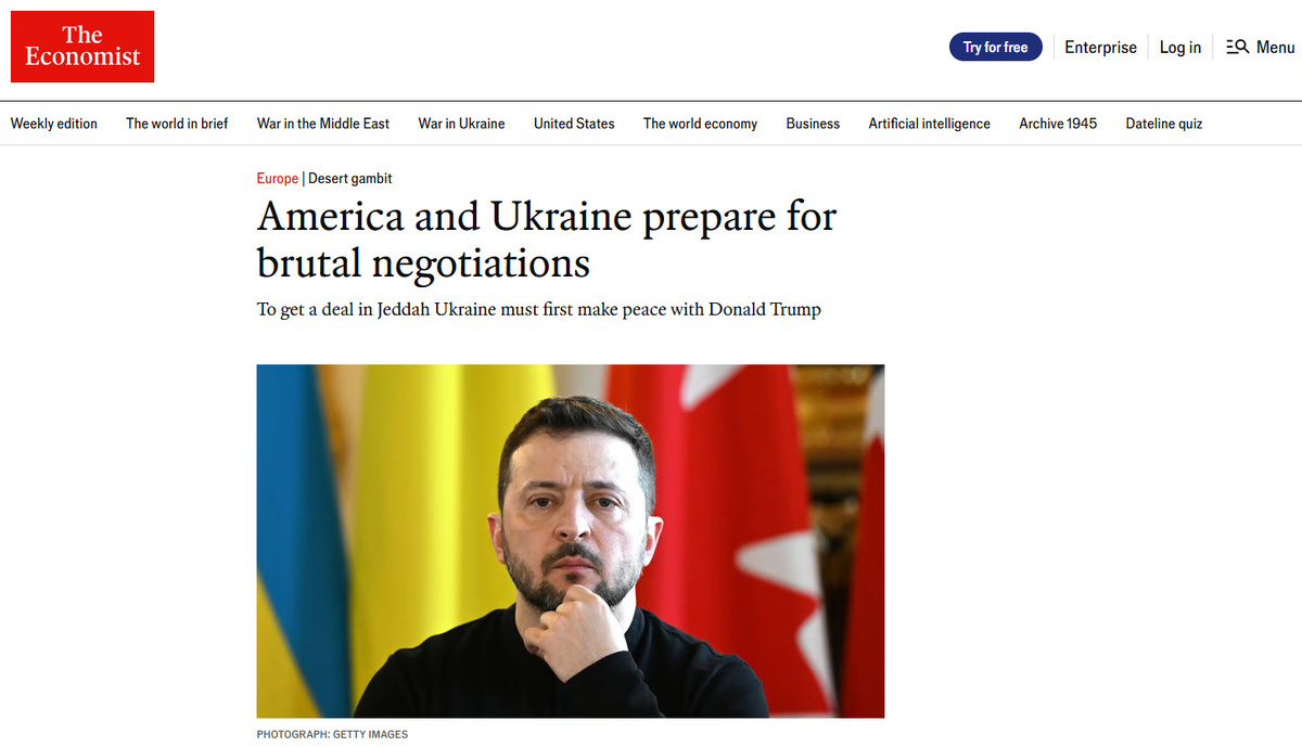     Америка и Украина готовятся к жёстким переговорам / Скрин The Economist