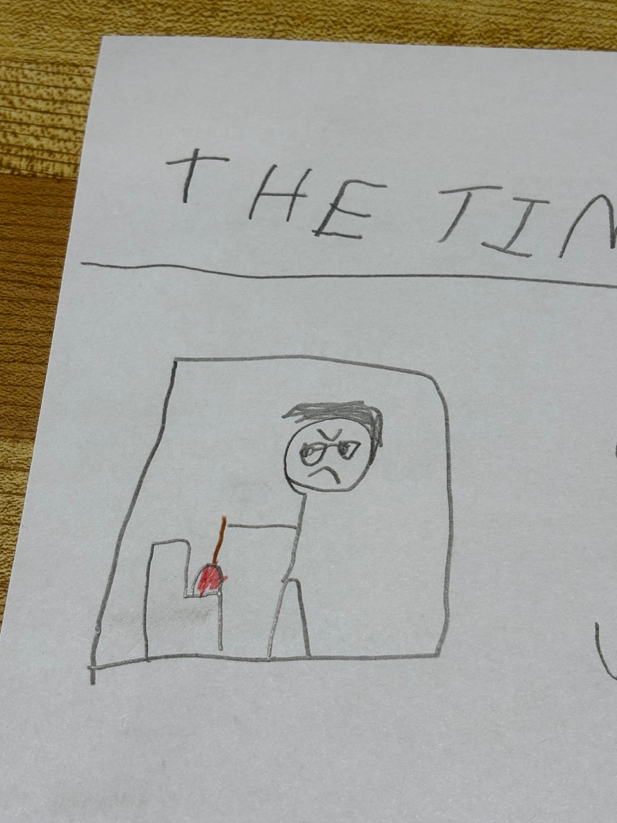 Заметьте, нарисовал себя в очках:) 