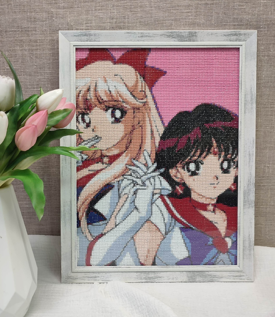 Оформление алмазной мозаики в раму со стеклом от багетной мастерской Галерея РА