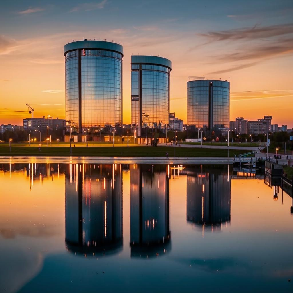 Фасады над Амуром. Генеративное изображение.