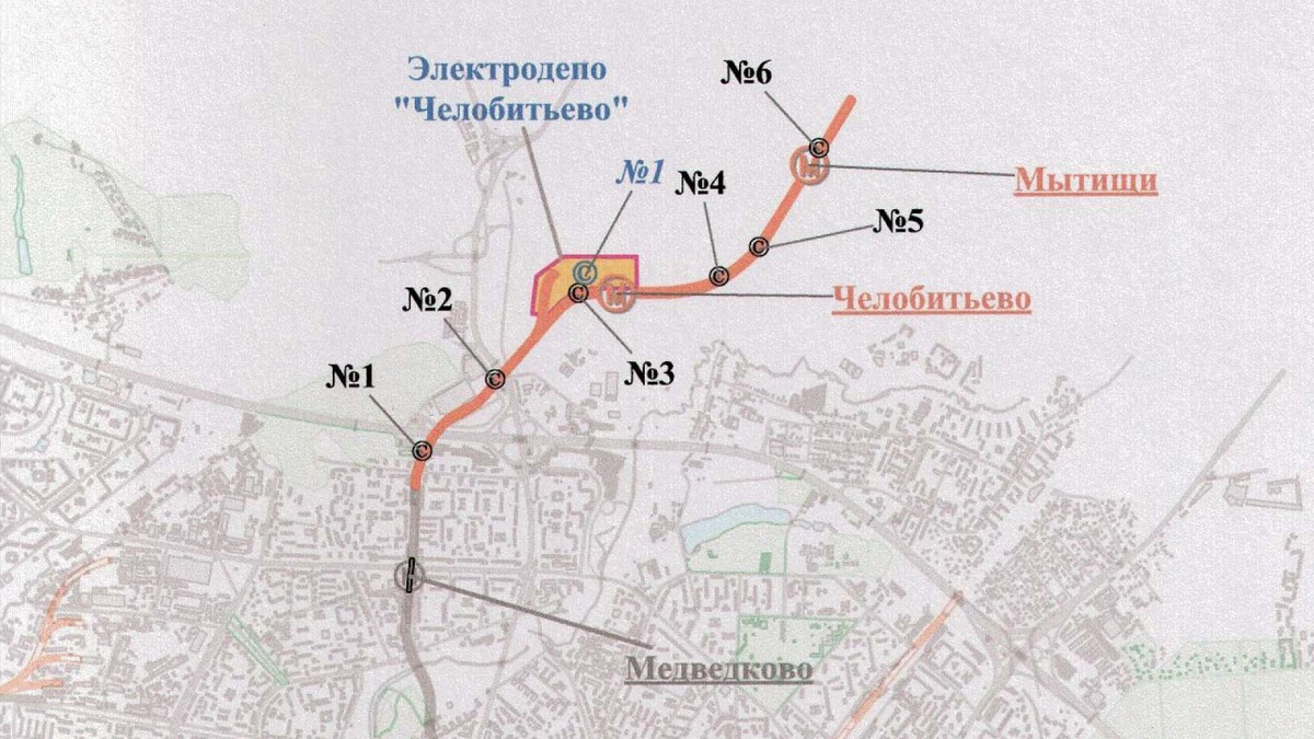 Примерно вот так должны были располагаться станции на этом продлении. А за станцией Мытищи, что была бы новой северной конечной на линии, были запроектированы полноценные оборотные тупики. 