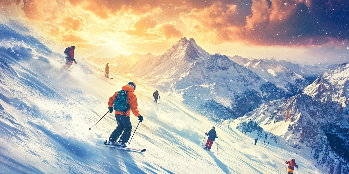 Катание на лыжах в горах, изображение автора