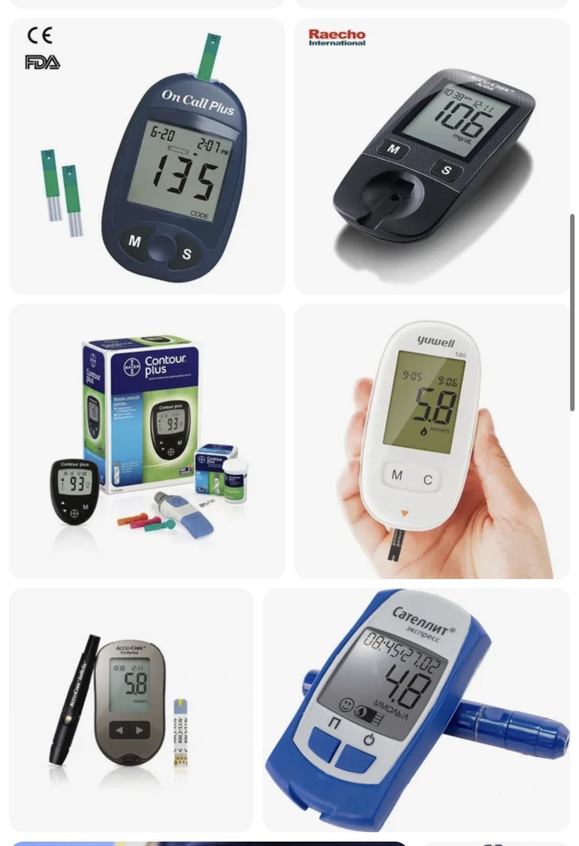 Примеры современных глюкометров.
