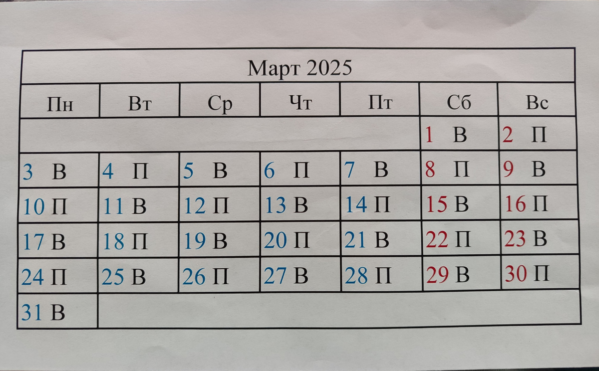 График очерёдности