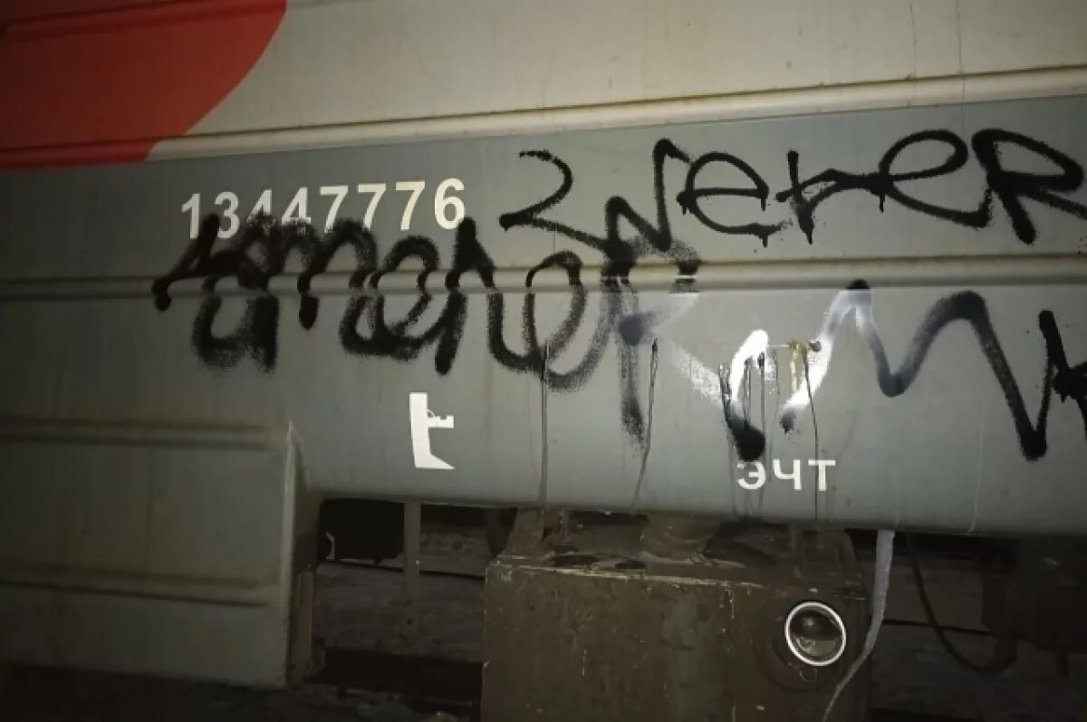    В Красноярске двое детей изуродовали вагоны поездов, разрисовав их граффити